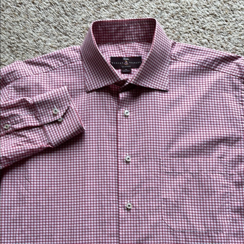 *Luxury* Robert Talbott Estate Men’s Red Check Spread Collar Dress Shirt MIUSA